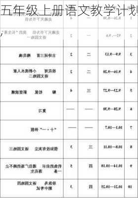 五年级上册语文教学计划,