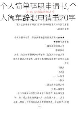 个人简单辞职申请书,个人简单辞职申请书20字