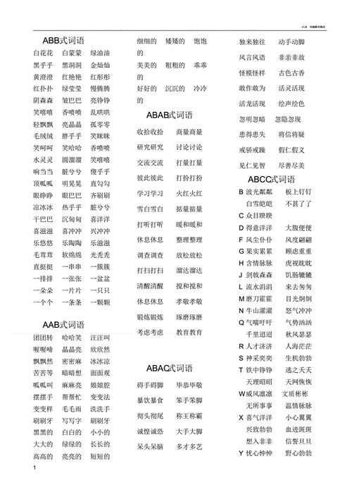 aabc式词语大全,aabc式词语大全集