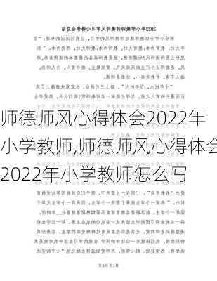 师德师风心得体会2022年小学教师,师德师风心得体会2022年小学教师怎么写