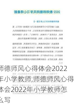 师德师风心得体会2022年小学教师,师德师风心得体会2022年小学教师怎么写