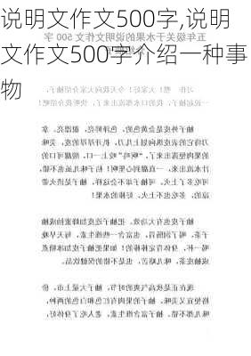 说明文作文500字,说明文作文500字介绍一种事物