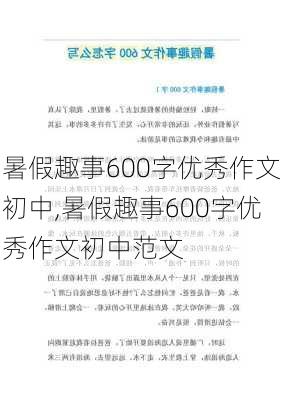 暑假趣事600字优秀作文初中,暑假趣事600字优秀作文初中范文