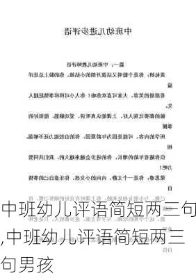 中班幼儿评语简短两三句,中班幼儿评语简短两三句男孩