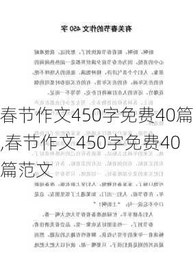 春节作文450字免费40篇,春节作文450字免费40篇范文