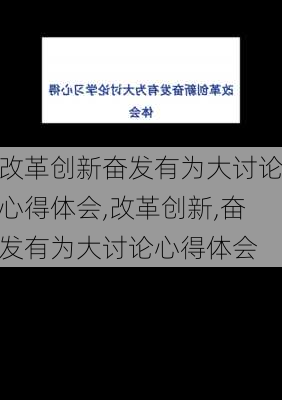 改革创新奋发有为大讨论心得体会,改革创新,奋发有为大讨论心得体会