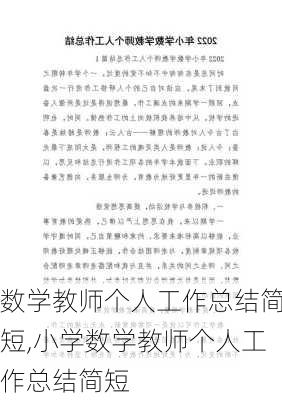 数学教师个人工作总结简短,小学数学教师个人工作总结简短