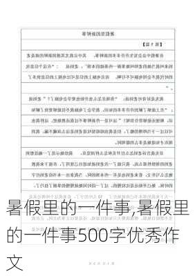 暑假里的一件事,暑假里的一件事500字优秀作文