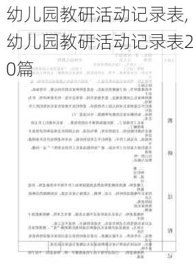 幼儿园教研活动记录表,幼儿园教研活动记录表20篇