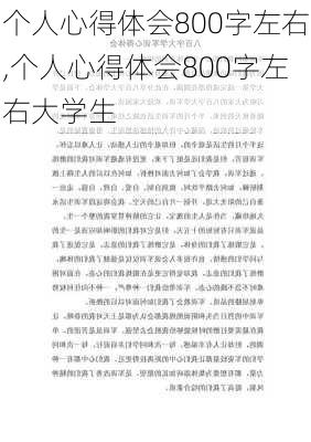 个人心得体会800字左右,个人心得体会800字左右大学生