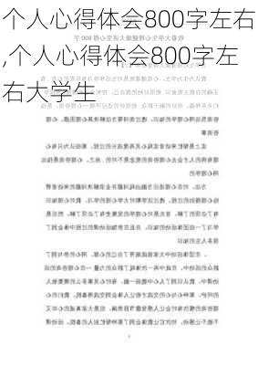 个人心得体会800字左右,个人心得体会800字左右大学生