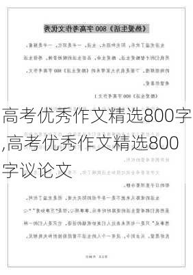 高考优秀作文精选800字,高考优秀作文精选800字议论文