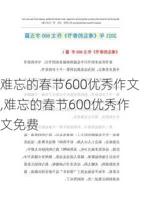 难忘的春节600优秀作文,难忘的春节600优秀作文免费