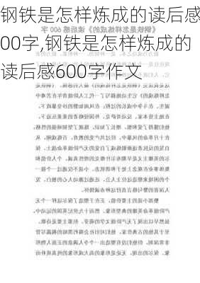 钢铁是怎样炼成的读后感600字,钢铁是怎样炼成的读后感600字作文