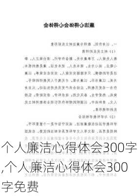 个人廉洁心得体会300字,个人廉洁心得体会300字免费