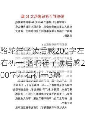 骆驼祥子读后感200字左右初一,骆驼祥子读后感200字左右初一3篇