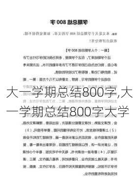 大一学期总结800字,大一学期总结800字大学