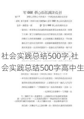 社会实践总结500字,社会实践总结500字高中生