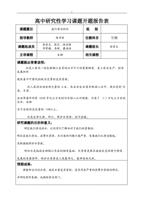 研究性学习课题研究报告,研究性课题研究报告高中生怎么写