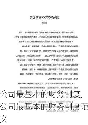 公司最基本的财务制度,公司最基本的财务制度范文