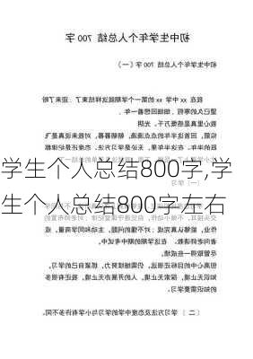 学生个人总结800字,学生个人总结800字左右