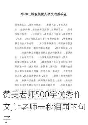 赞美老师500字优秀作文,让老师一秒泪崩的句子