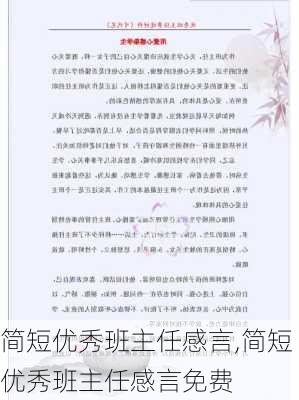 简短优秀班主任感言,简短优秀班主任感言免费