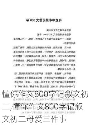 懂你作文800字记叙文初二,懂你作文800字记叙文初二母爱三件事