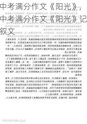 中考满分作文《阳光》,中考满分作文《阳光》记叙文