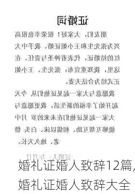 婚礼证婚人致辞12篇,婚礼证婚人致辞大全