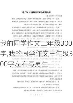 我的同学作文三年级300字,我的同学作文三年级300字左右写男生