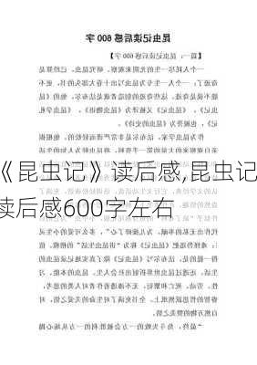 《昆虫记》读后感,昆虫记读后感600字左右