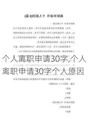 个人离职申请30字,个人离职申请30字个人原因