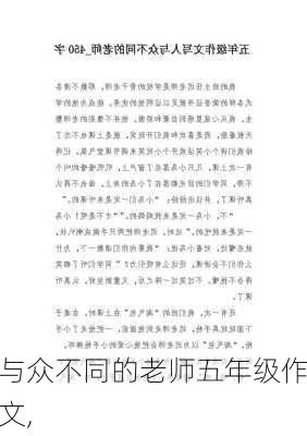 与众不同的老师五年级作文,