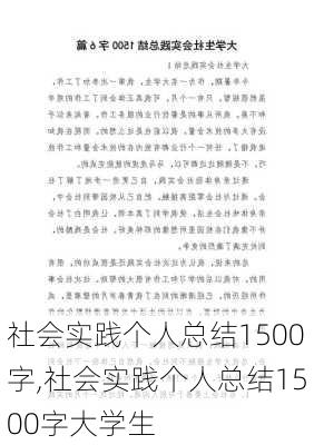 社会实践个人总结1500字,社会实践个人总结1500字大学生