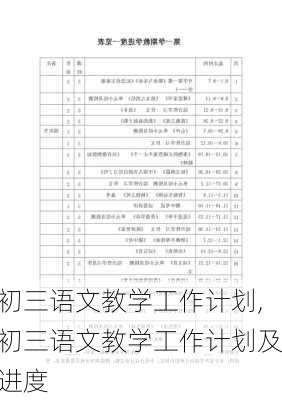 初三语文教学工作计划,初三语文教学工作计划及进度